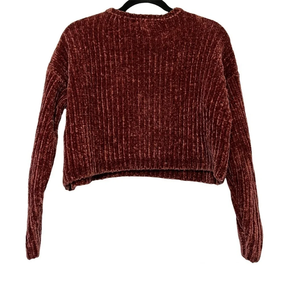 L.A. Hearts Maroon & Cream Fuzzy Sweater
